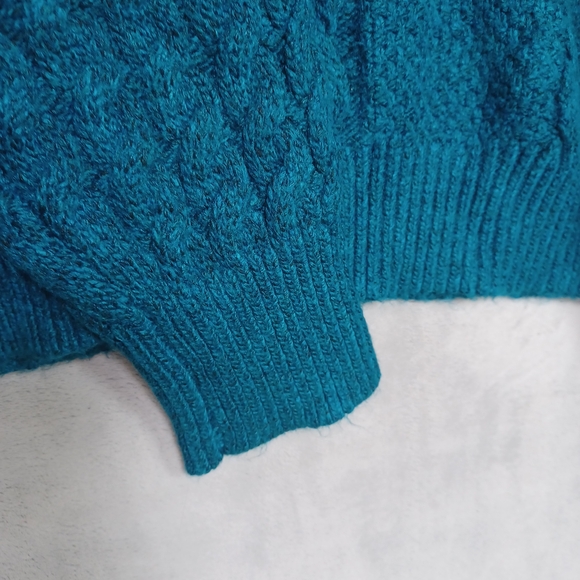 NWT St. John’s Bay Teal Cable Knit Pullover XL Cozy Soft Stretch Winter Sweater - Picture 6 of 13